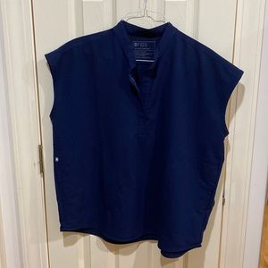 FIGS Rafaela navy scrub top, large